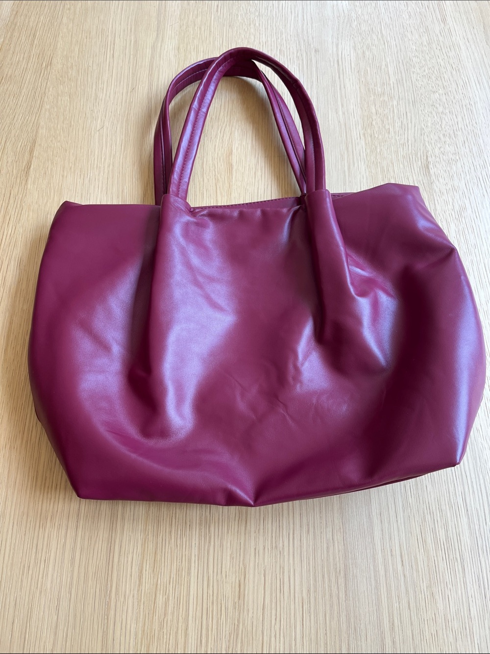 Neiman Marcus Wine Faux-Leather Tote Bag